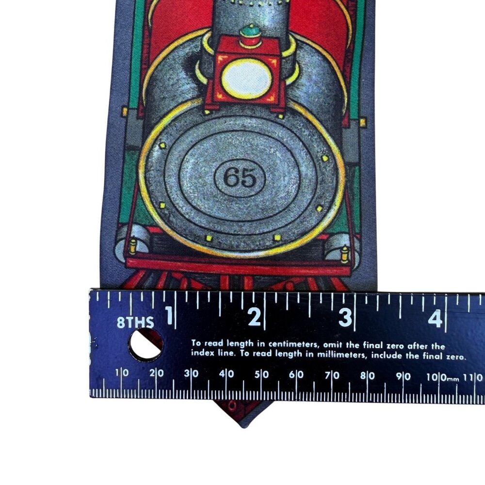 Custom Designed Mens Multi-Color Polyester Train Design Graphic Neck Tie - Picture 7 of 7
